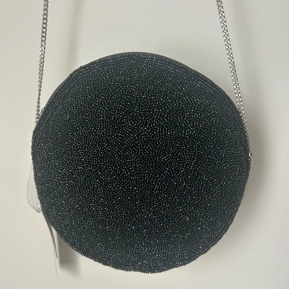 Viral beaded black floral circle crossbody bag
